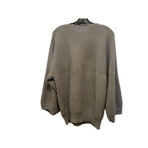 Womens Large Oversized Grey Cottagecore Ballon Sleeve Knitted Sweater